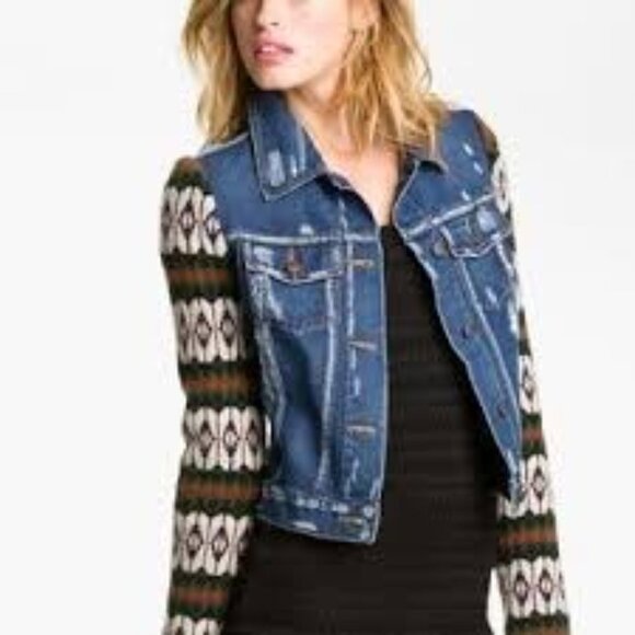 Free People Cypress Distressed Denim Jacket XS - Picture 1 of 10